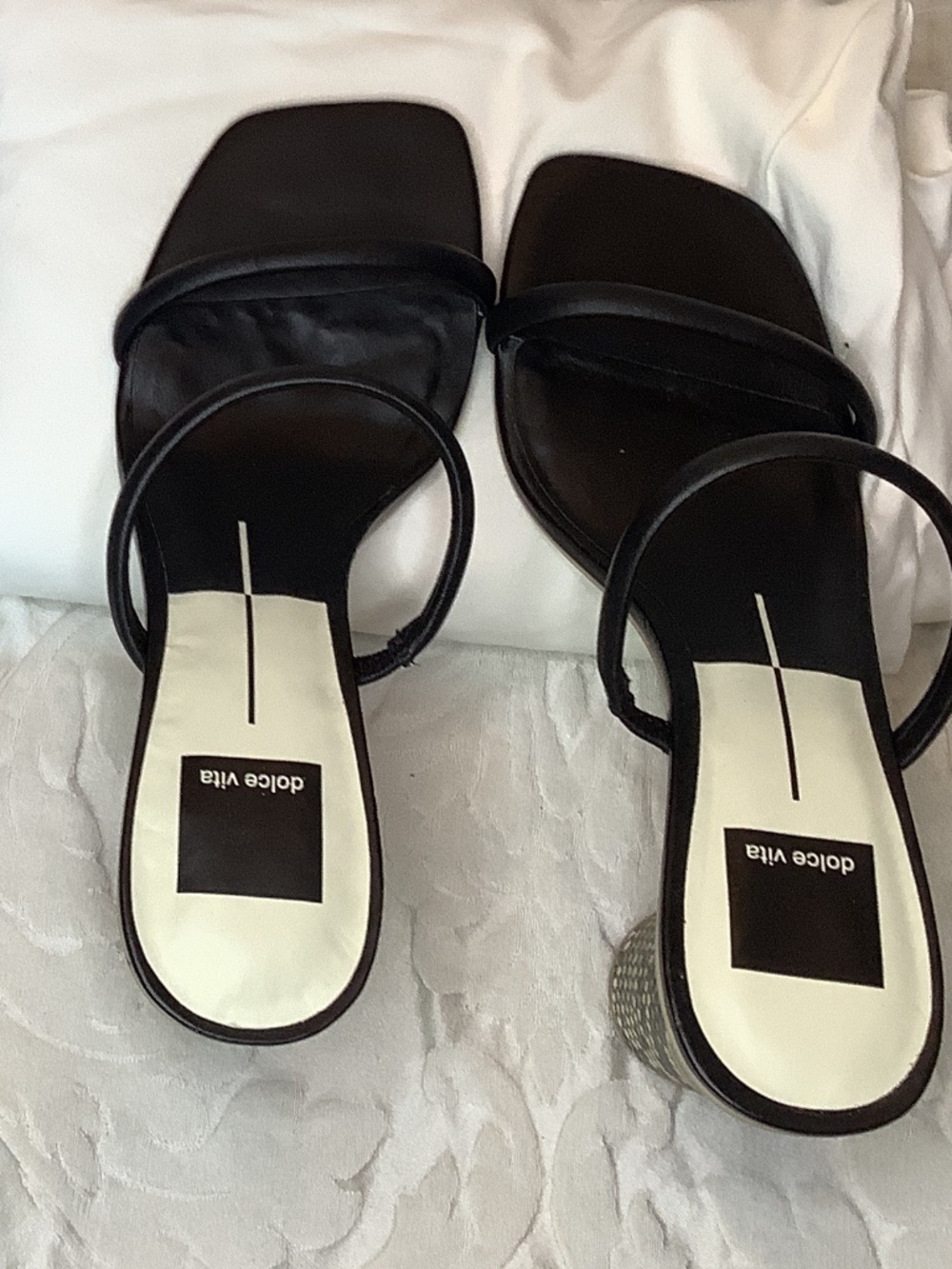 EUC Dolce Vita black snake heels sz. 6.5 sandals slip ons - Picture 4 of 10